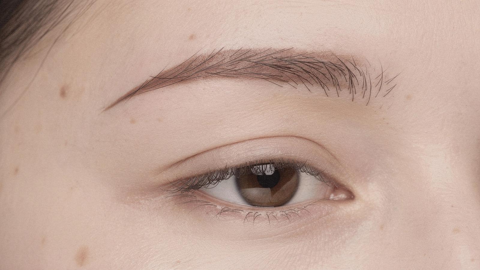 The same brow area before the first permanent makeup session